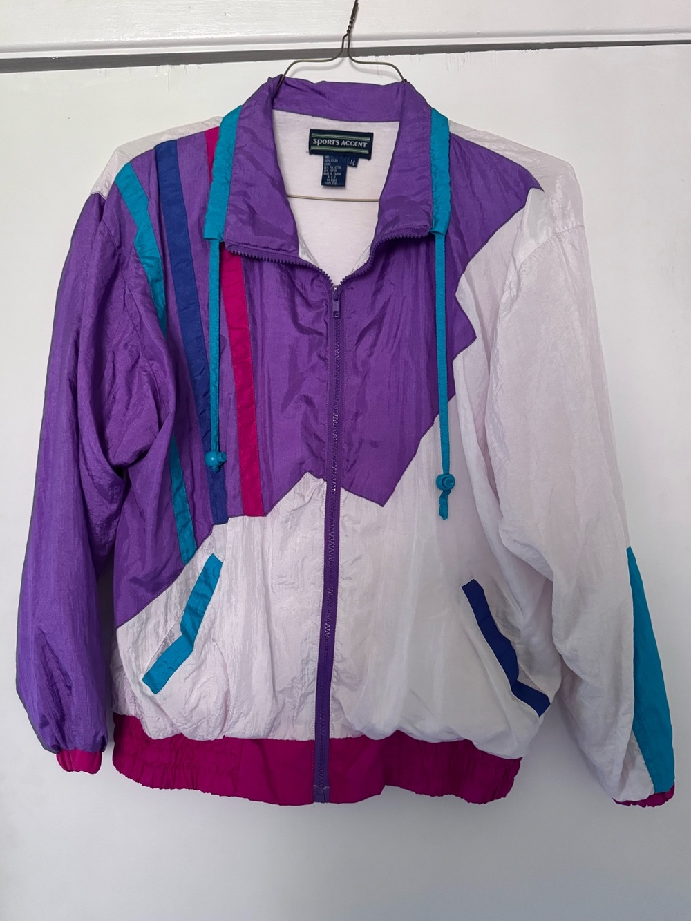 Vintage 80’s/90’s Sports Accent Colorblock Windbreaker Jacket Purple/White Retro
